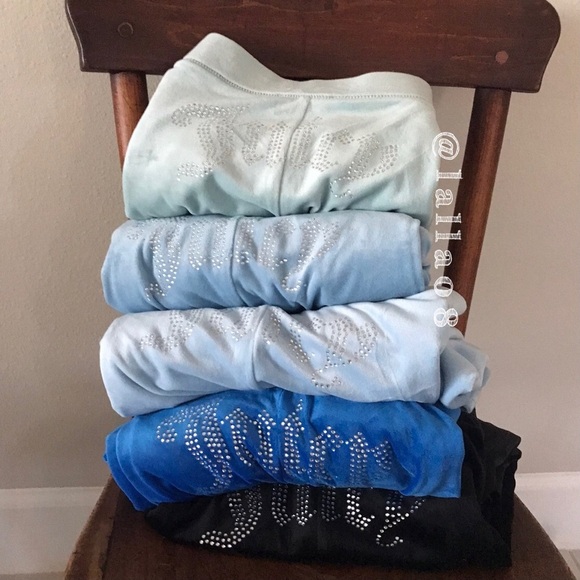 NEW! JUICY COUTURE Velour OG Bling Tracksuit Hoodie & Pant Set Pastel Turquoise - Picture 10 of 13